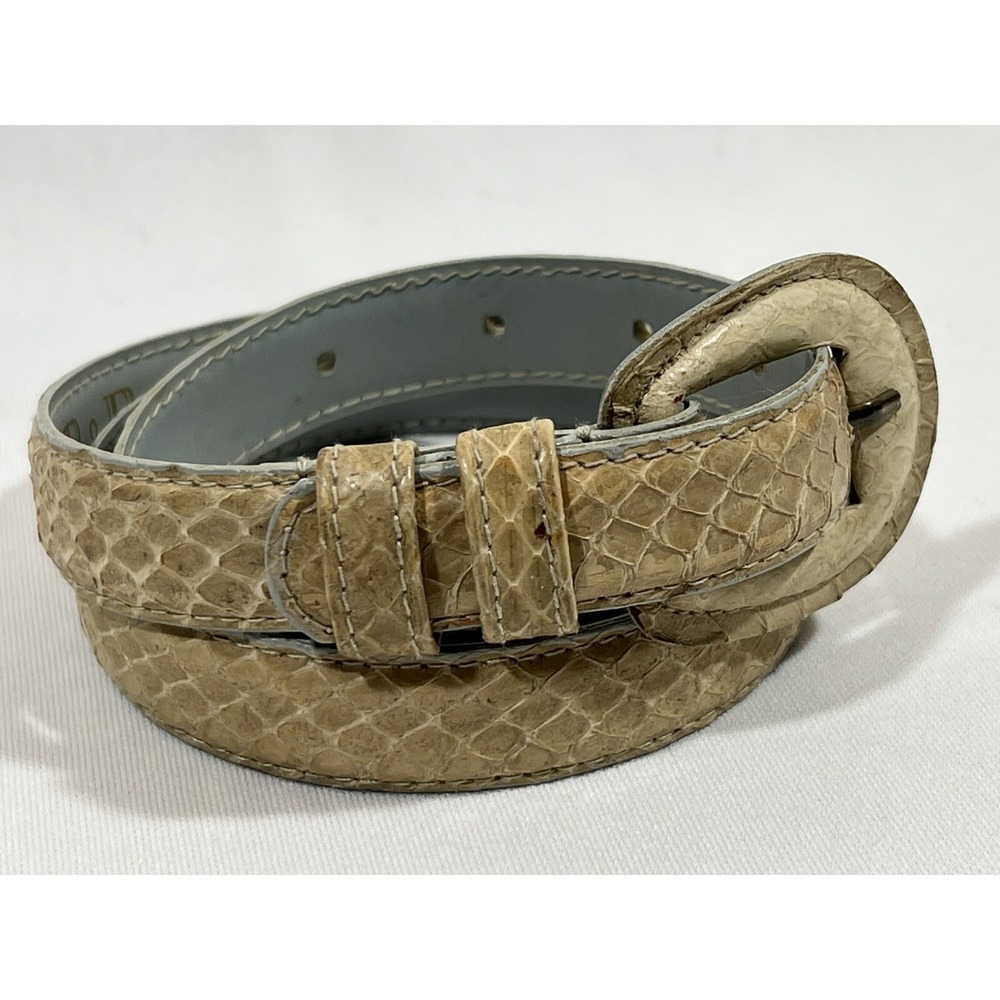 Snakeskin Belt Womens Medium Tan Leather Exotic Western Boho Adjustable